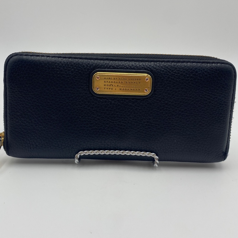 Marc by Marc Jacobs Black Gold Zip Around Full Size Wallet